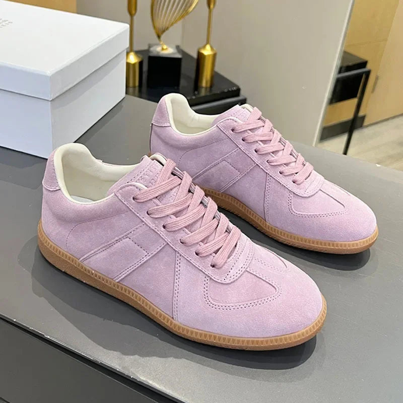 Suede Patchwork Casual Shoes Men Round Toe Lace Up Flats