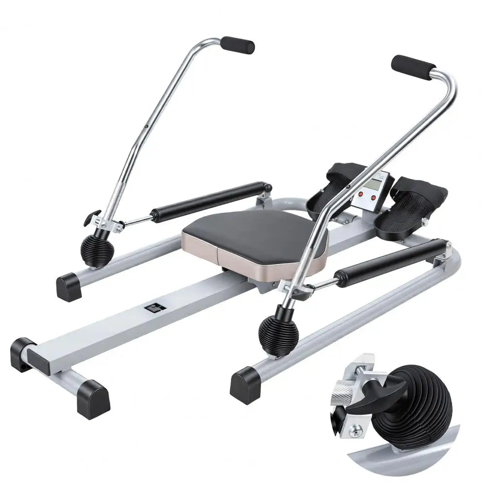 Hydraulic Rower With LCD Monitor Large Cushioned Seat