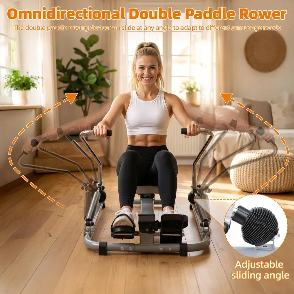 Hydraulic Rower With LCD Monitor Large Cushioned Seat
