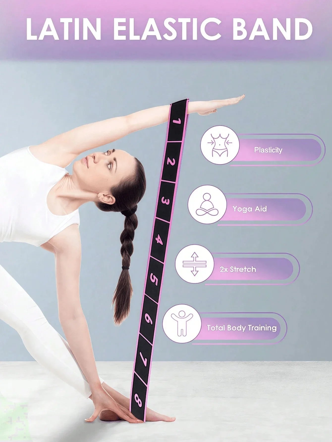 Multicolor Yoga Elastic Band For Fitness And Pilates