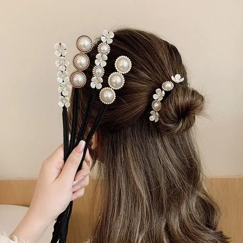 Elegant Pearl Bun Maker Hair Accessory for Korean Style Updos