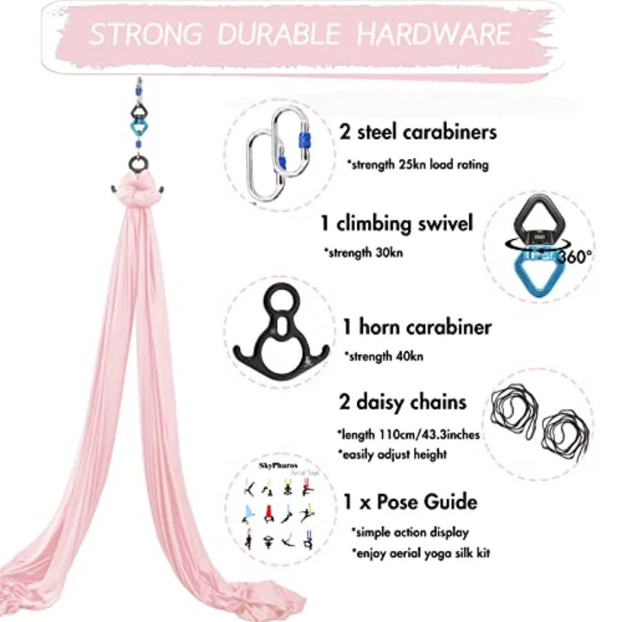 Aerial Yoga Swing Set With Hardware For Fitness And Exercise
