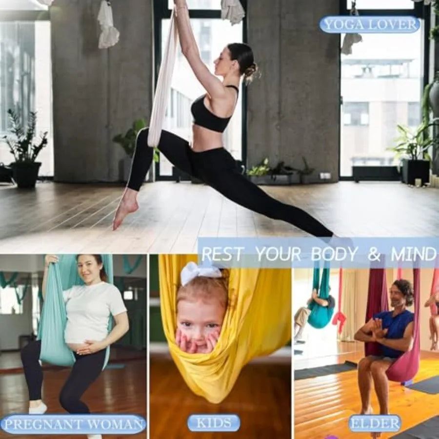 Aerial Yoga Swing Set With Hardware For Fitness And Exercise
