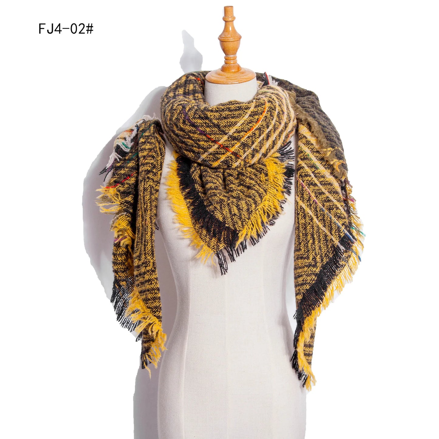 SENAIFEI Women's Triangle Knit Scarf Plaid Pashmina Shawl Wrap