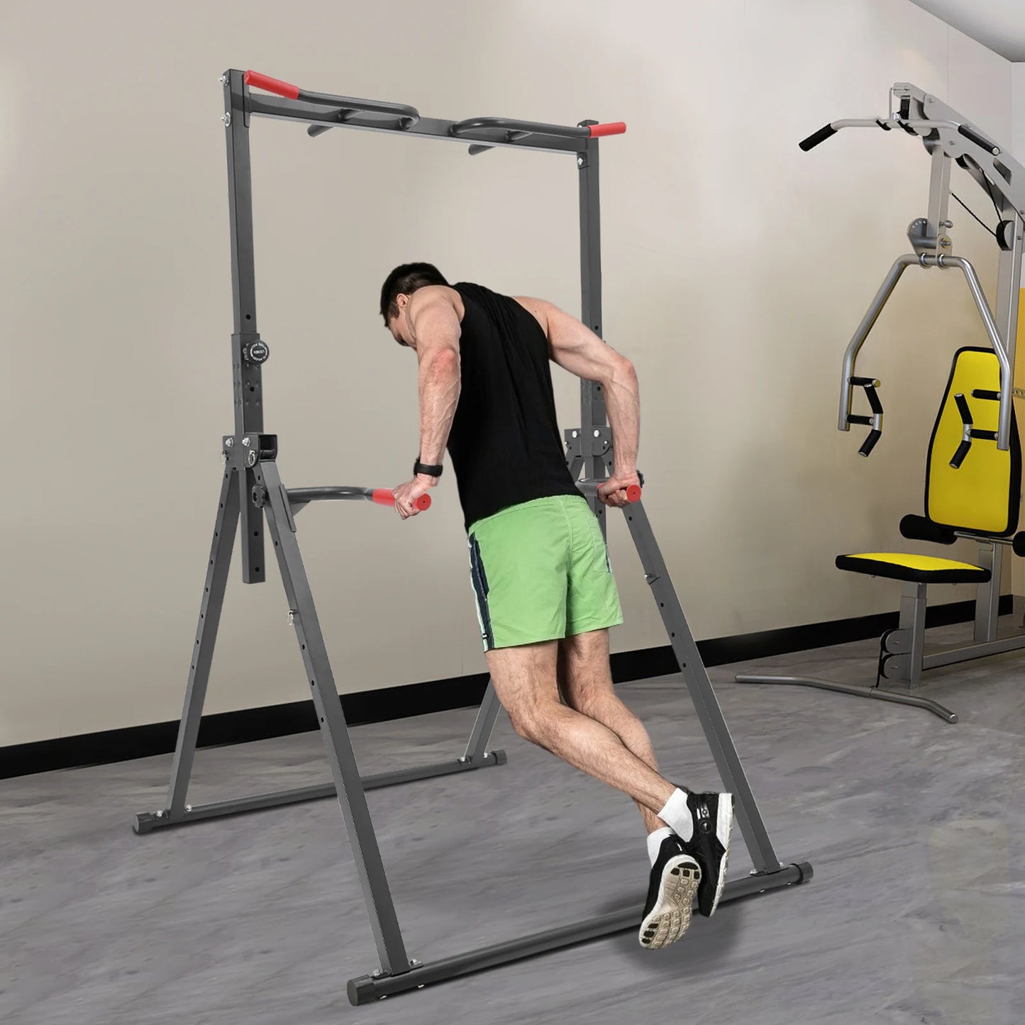 Foldable Power Tower Dip Station With Triangular Pull Up