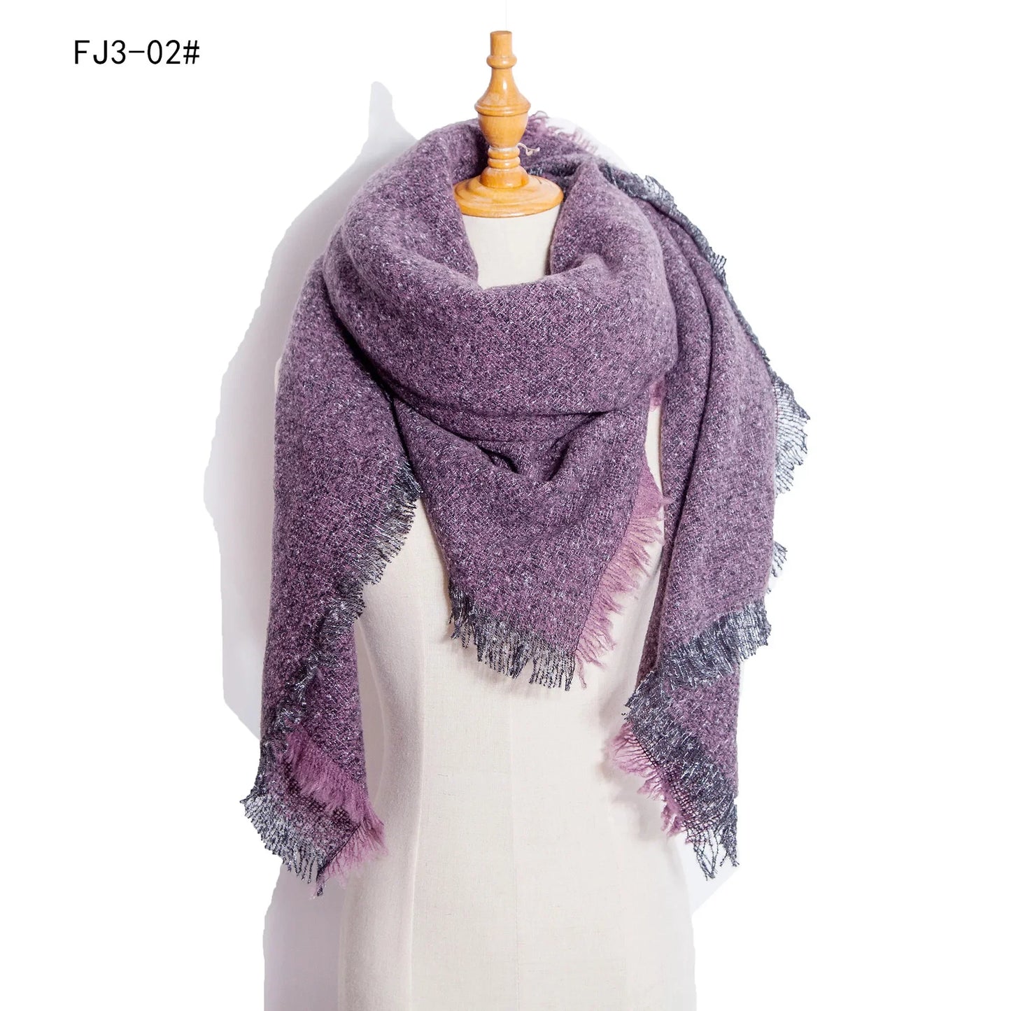 SENAIFEI Women's Triangle Knit Scarf Plaid Pashmina Shawl Wrap