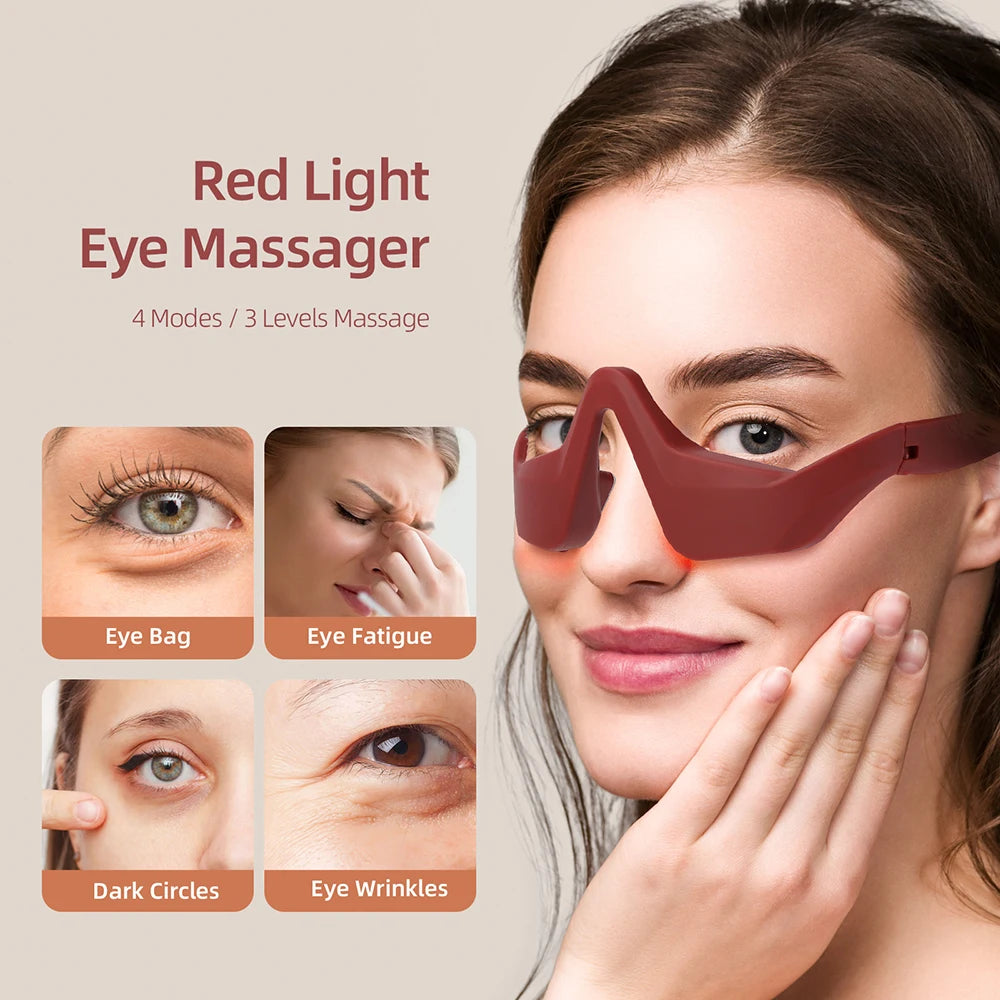 Foreverlily Red Eye Massager Glasses For Under Eye Fatigue Relief