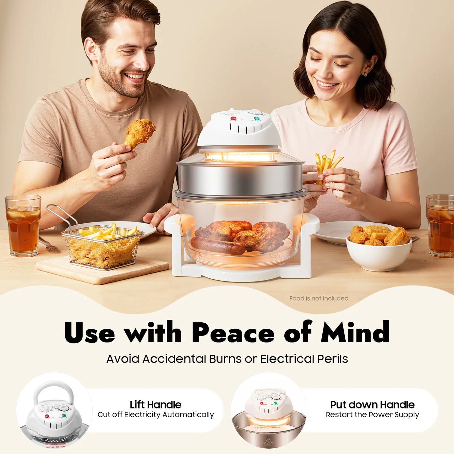Visual Air Fryer 110V 1200W Oil Free Cooker With Grill Rack