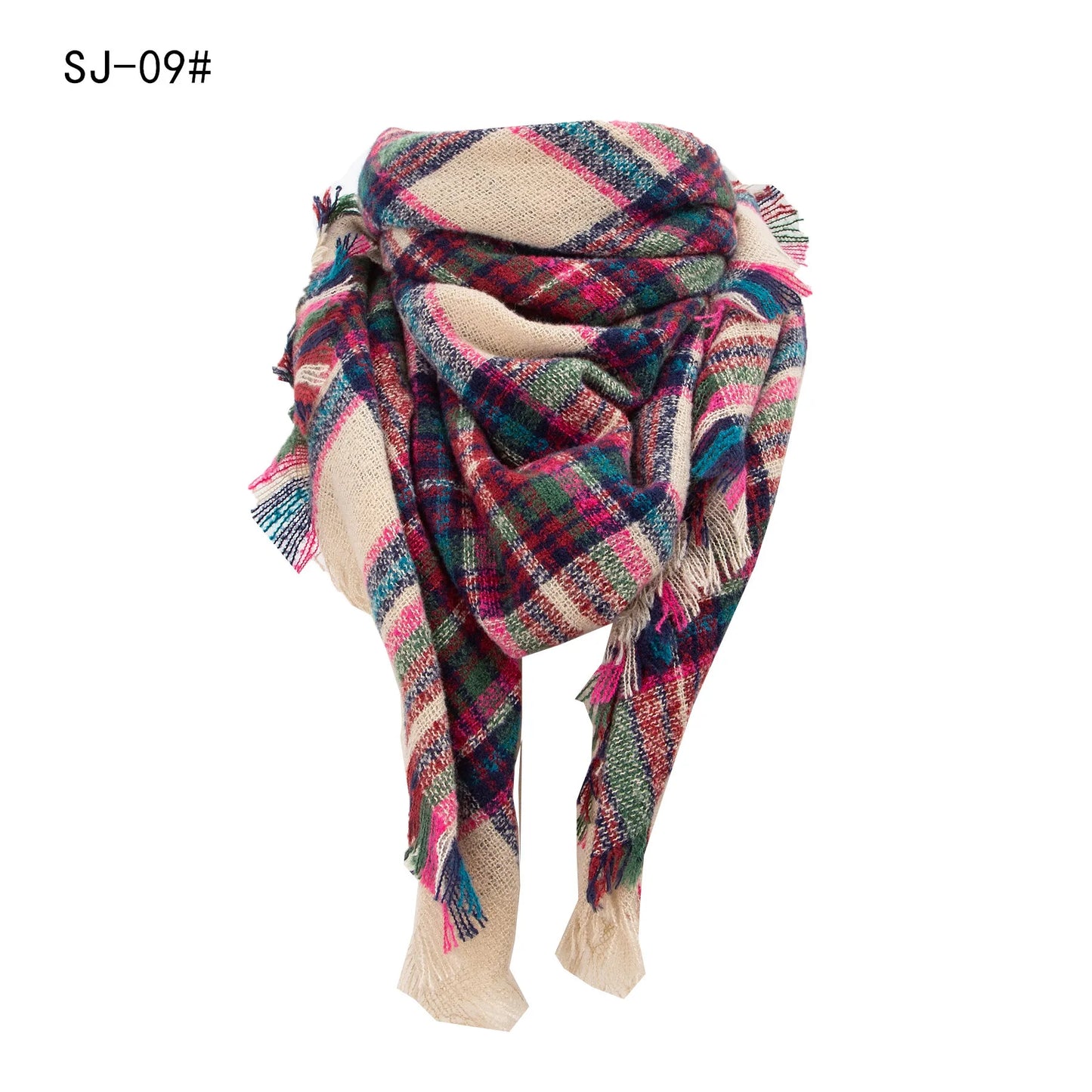 SENAIFEI Women's Triangle Knit Scarf Plaid Pashmina Shawl Wrap