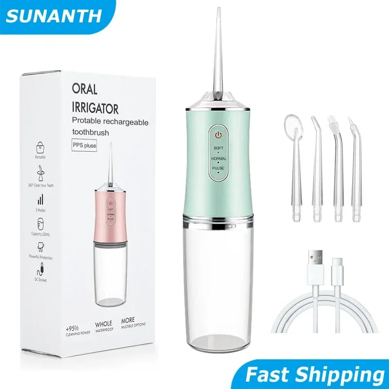 Portable Cordless Dental Water Flosser With 3 Modes IPX7 Waterproof
