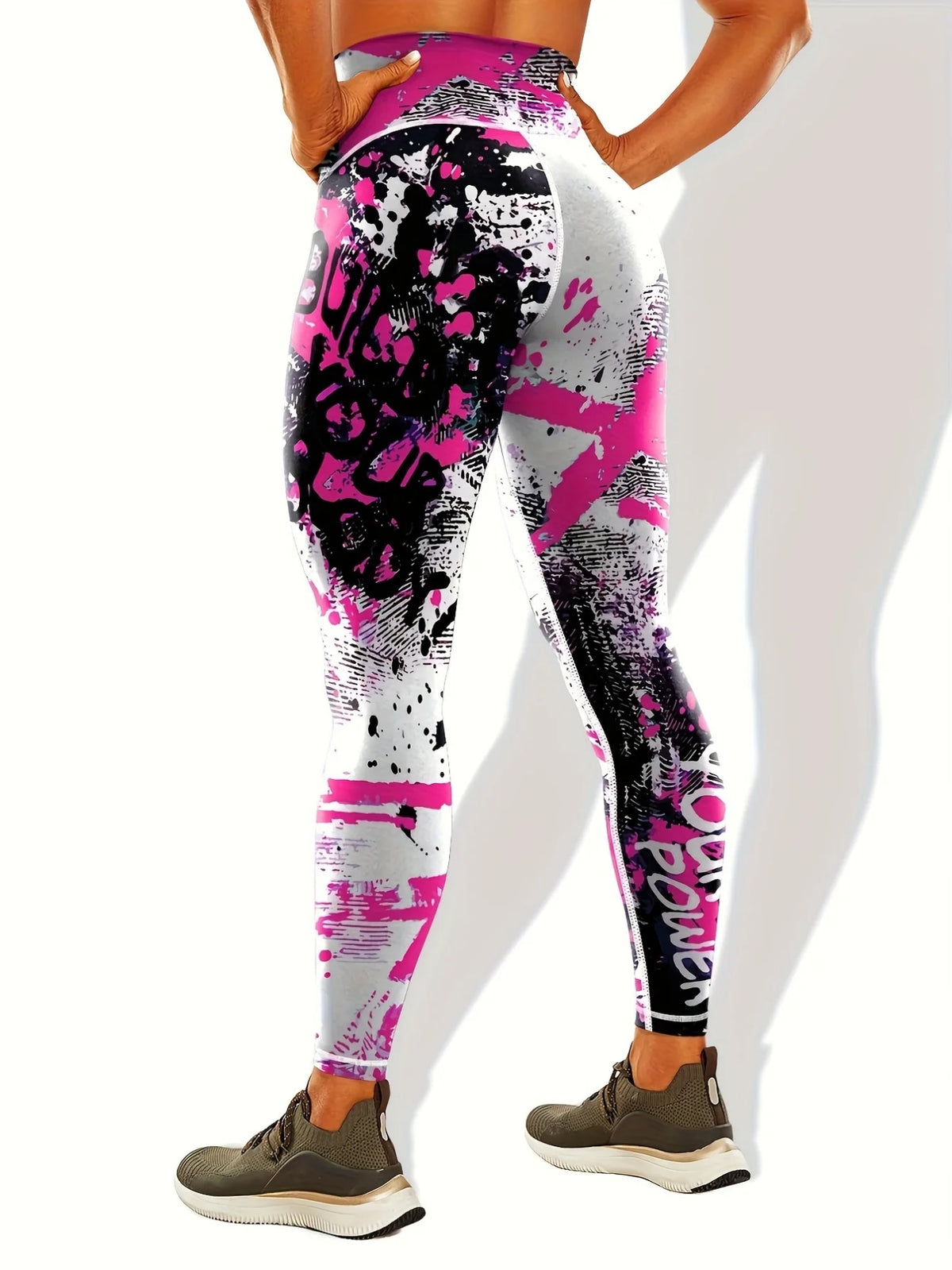 Women's High Waist Graphic Yoga Leggings With Utility Pockets