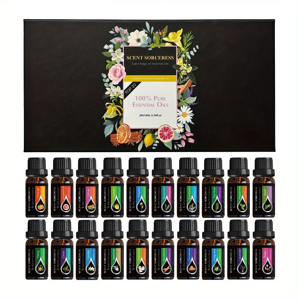 SCENT SORCERESS 20Pc Black Classic Essential Oil Set
