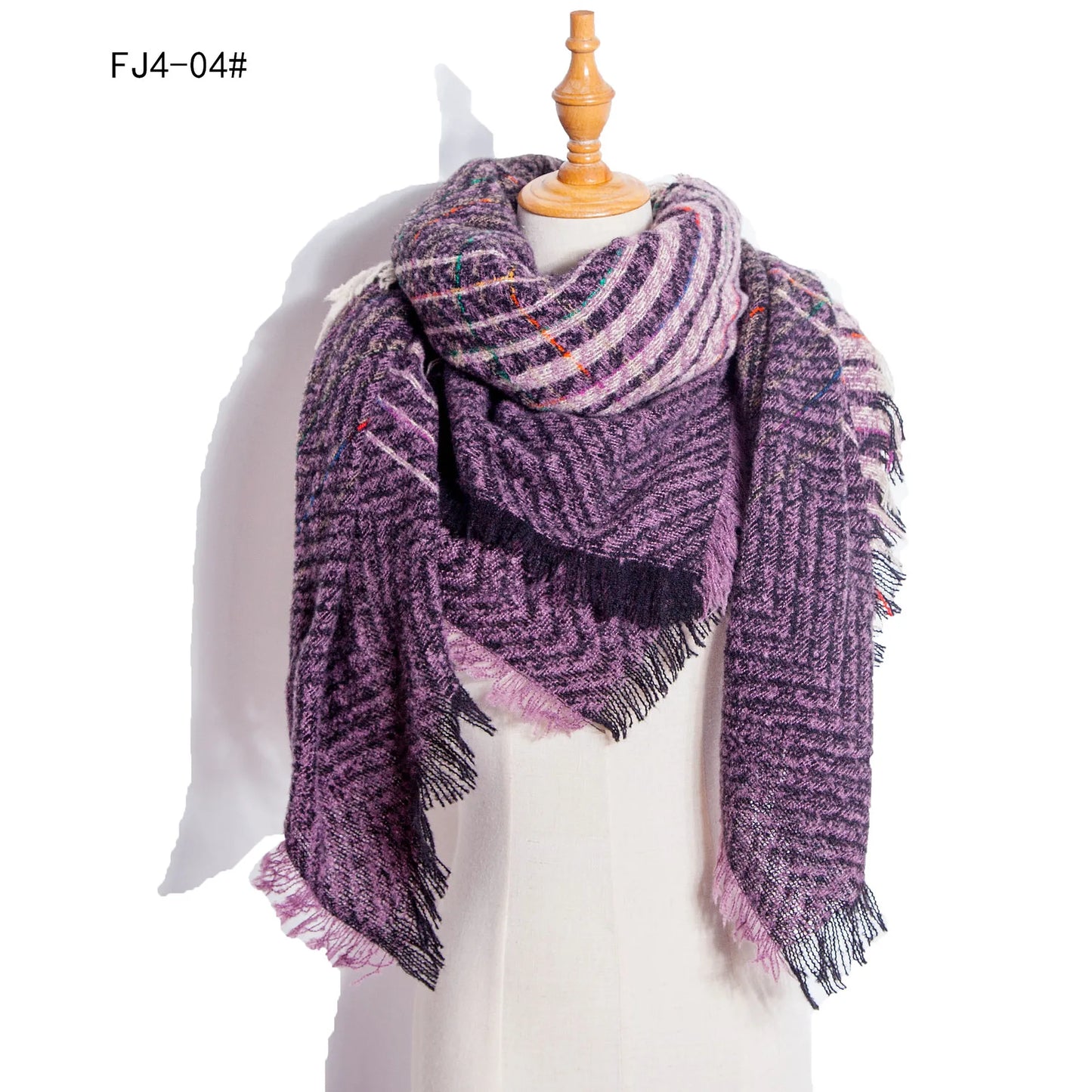 SENAIFEI Women's Triangle Knit Scarf Plaid Pashmina Shawl Wrap
