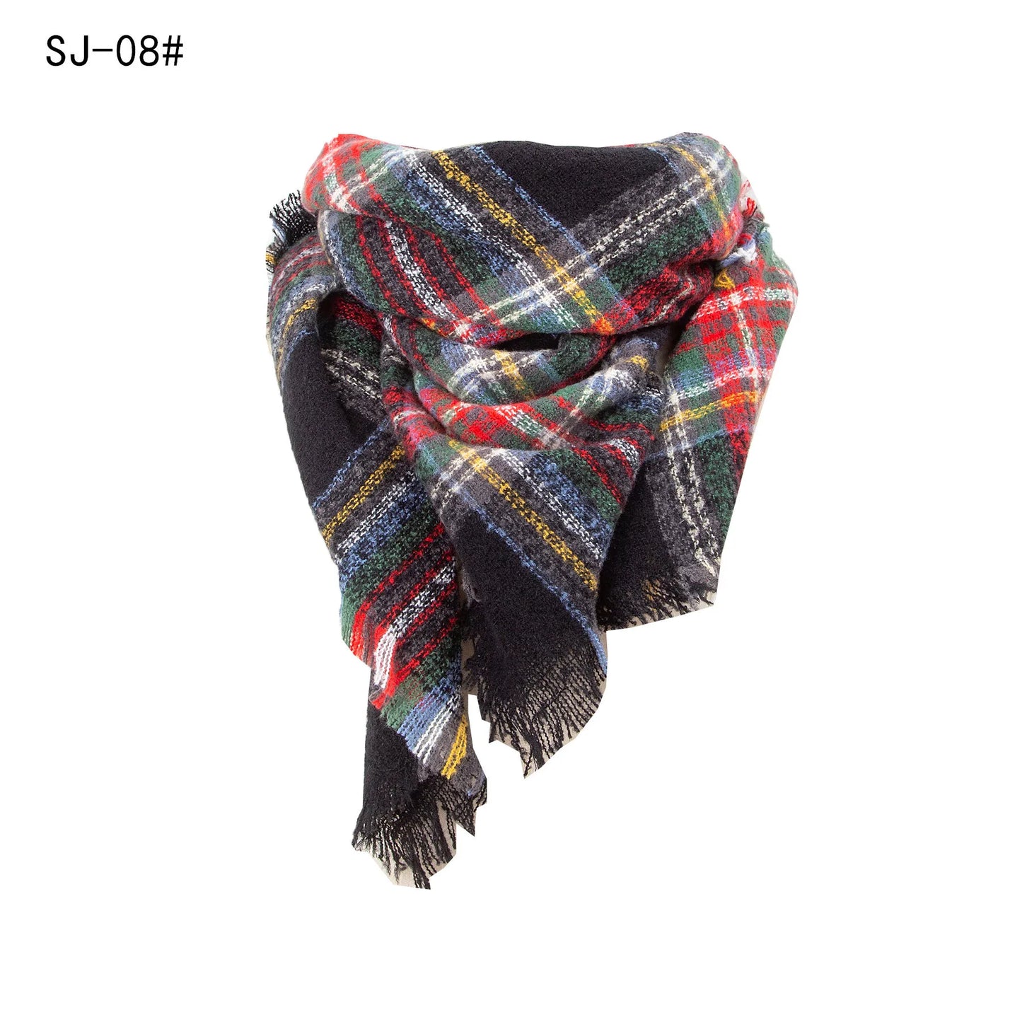 SENAIFEI Women's Triangle Knit Scarf Plaid Pashmina Shawl Wrap
