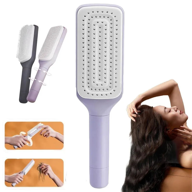 Self Cleaning Rotatable Hair Brush With Air Cushion Massage Comb