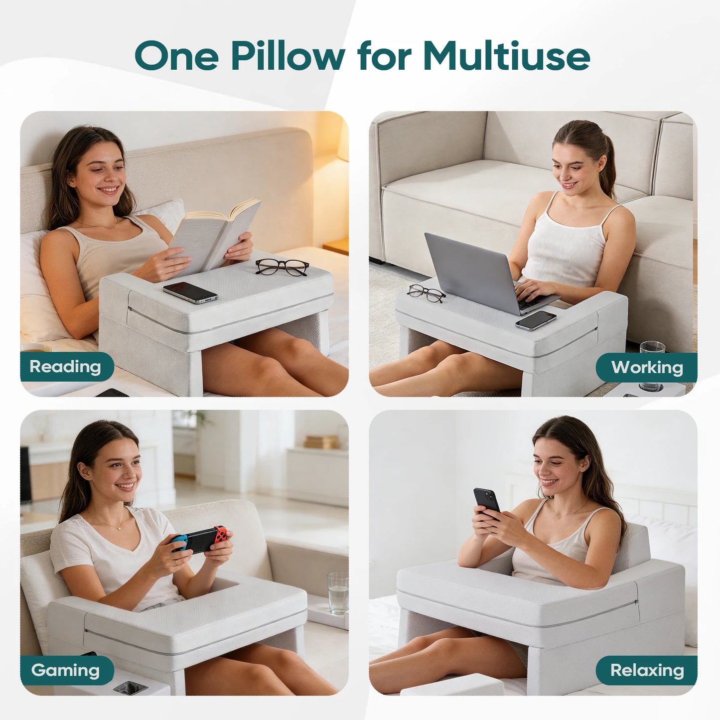 JHK Memory Foam Reading Pillow Ergonomic Neck Support