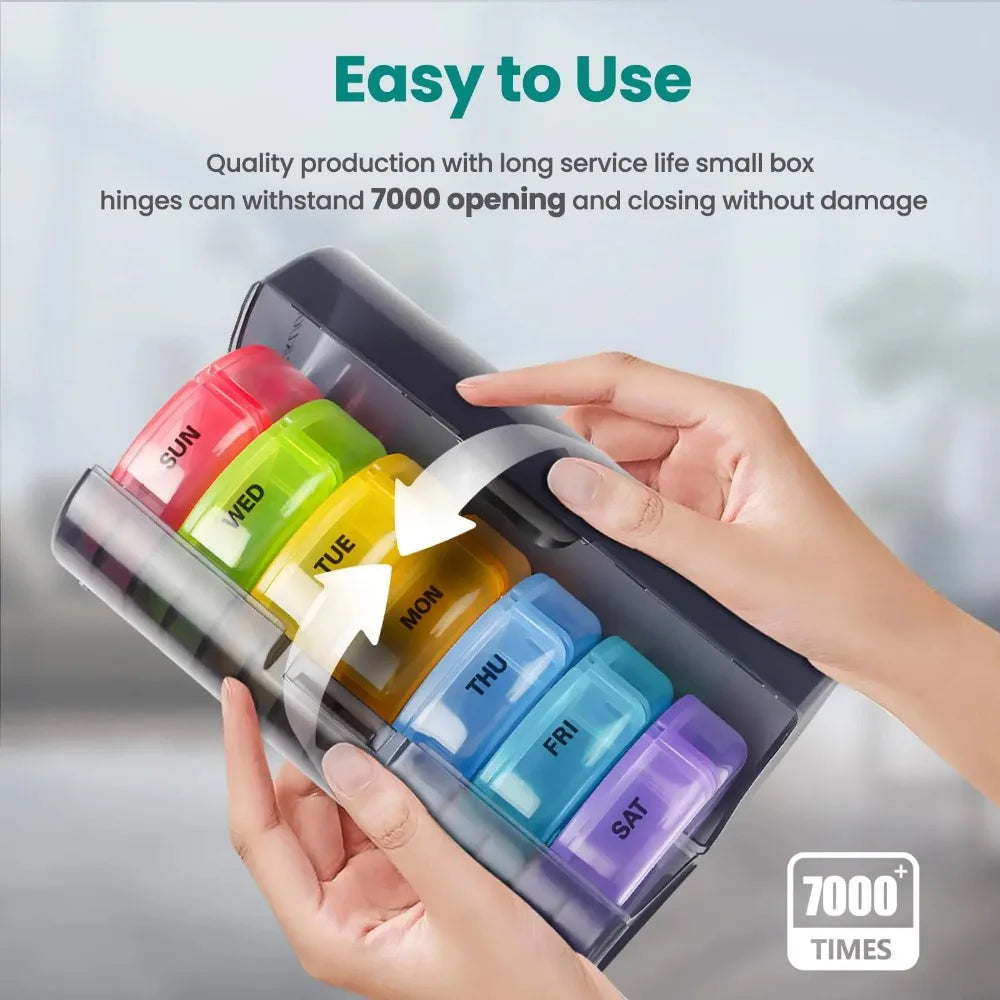 Portable Weekly Medicine Storage Organizer Pill Box