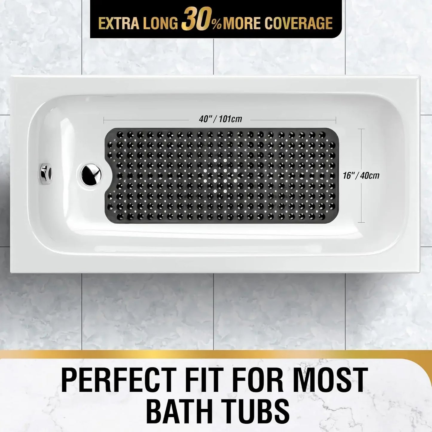 Extra Long Bathtub Mat Non Slip With Suction Cups Massage