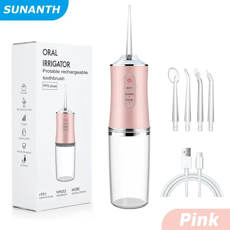 Portable Cordless Dental Water Flosser With 3 Modes IPX7 Waterproof