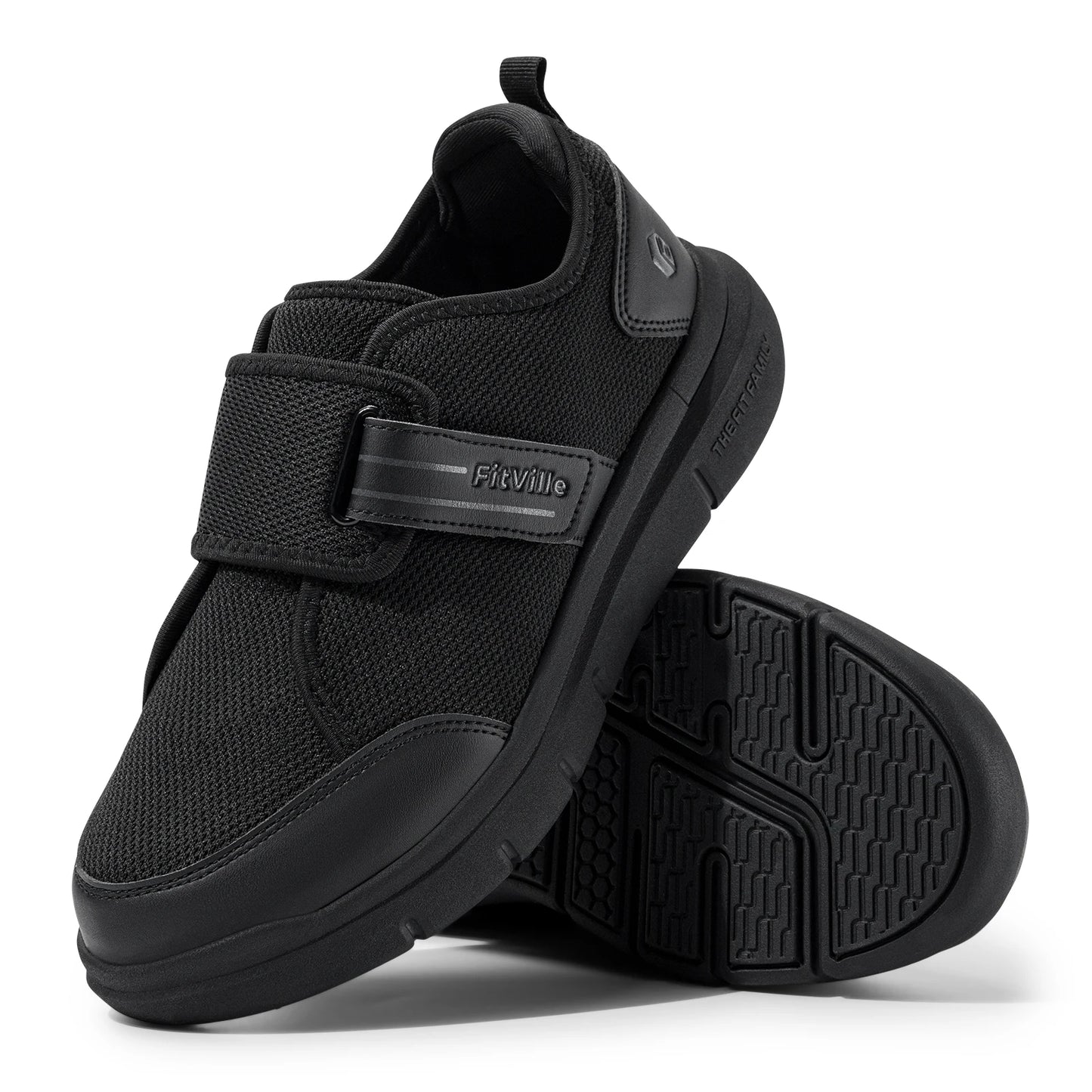 Fitville Men's Diabetic Shoes Extra Wide Hook And Loop Walking