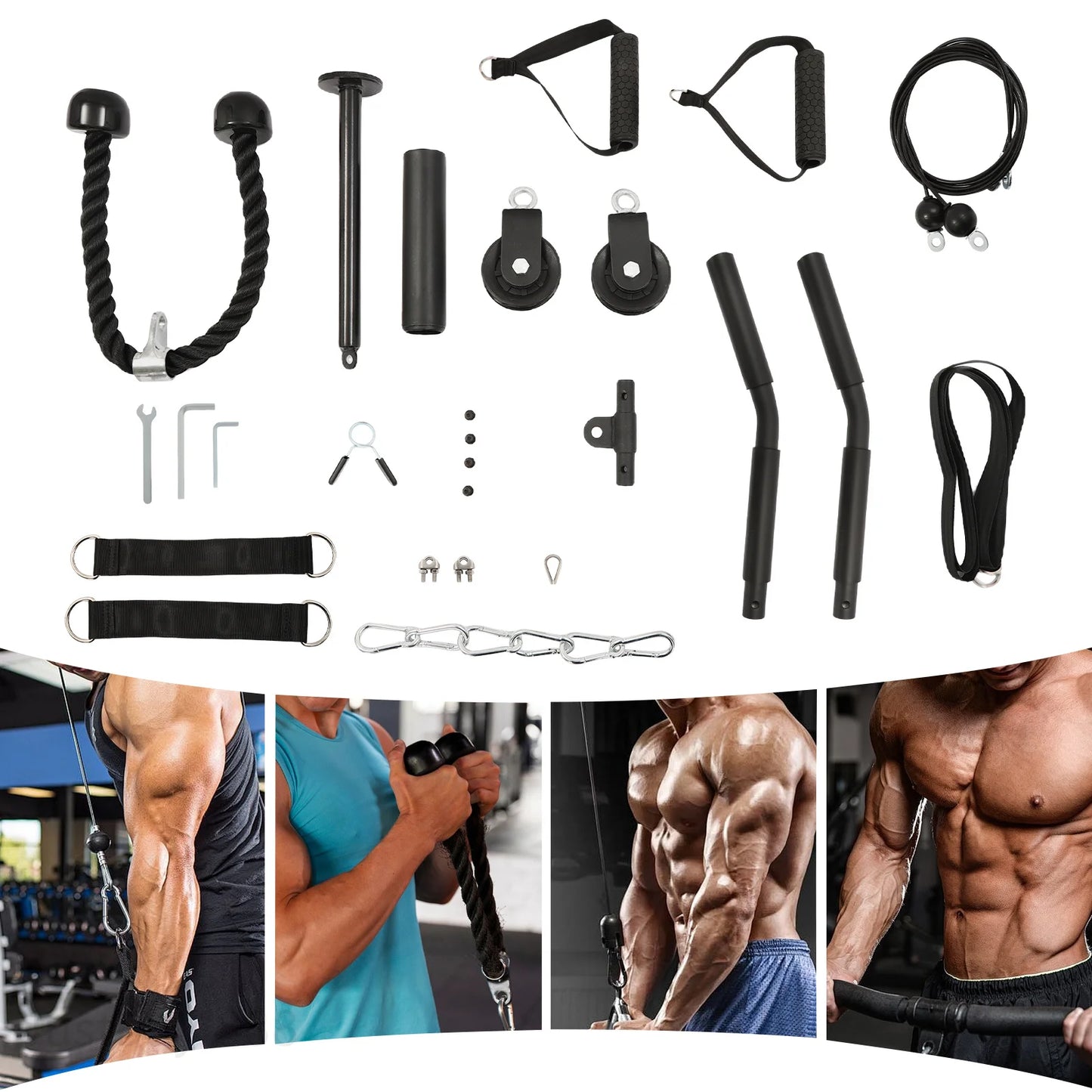 Cable Weight Pulley System For Home Gym Strength Training Equipment