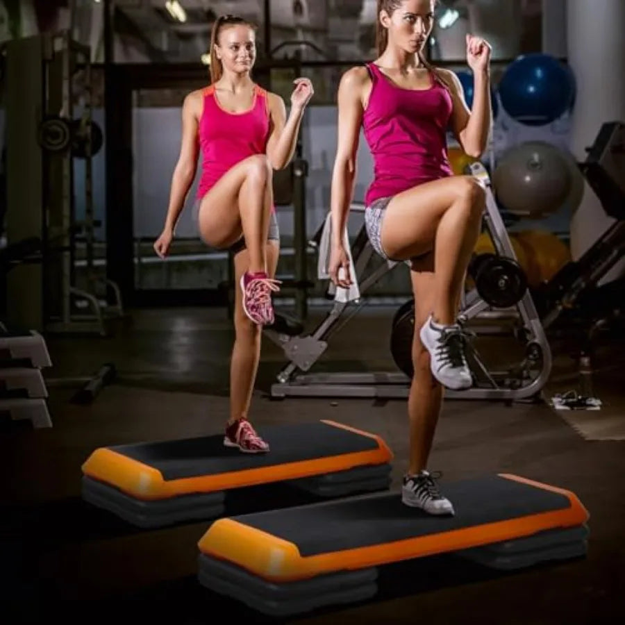 Adjustable Aerobic Step Platform With Stackable Risers For Home Gym
