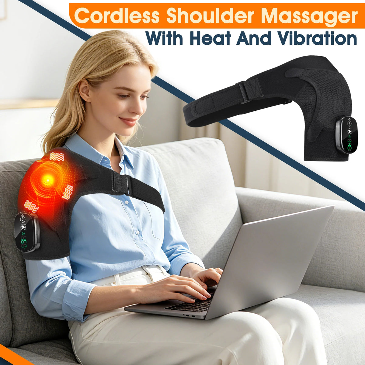 Hailicare Electric Heated Shoulder Massager Wrap With Vibration Relief