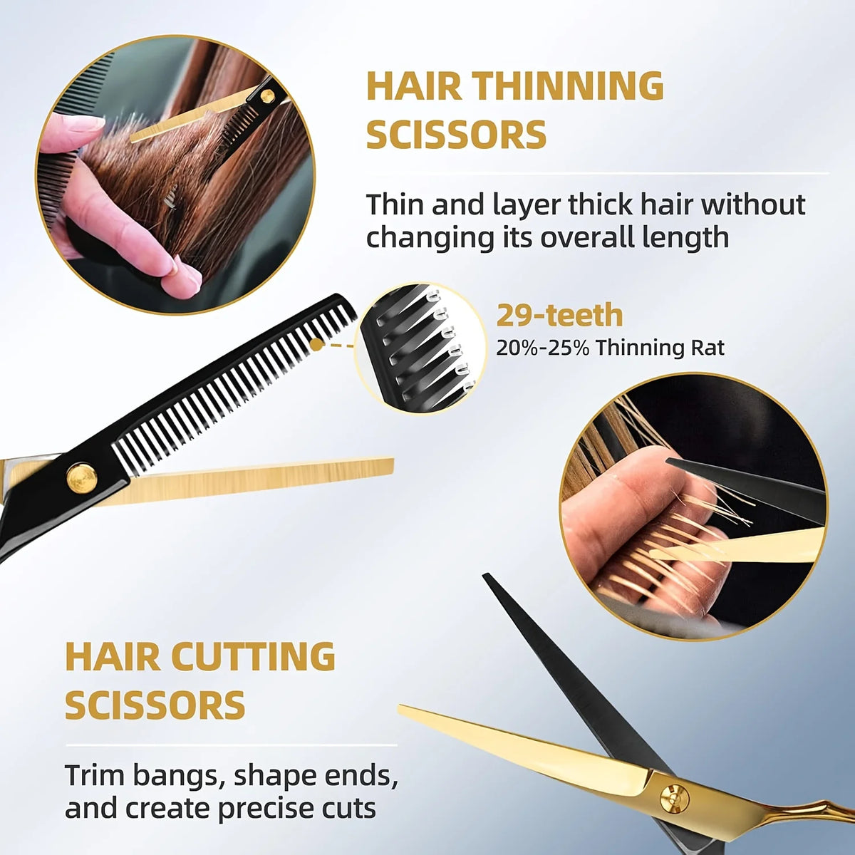 Professional Stainless Steel Hair Cutting Scissors Set With Thinning Shears And Case