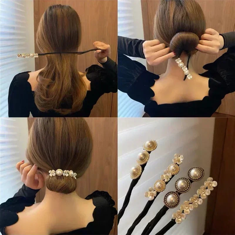 Elegant Pearl Bun Maker Hair Accessory for Korean Style Updos