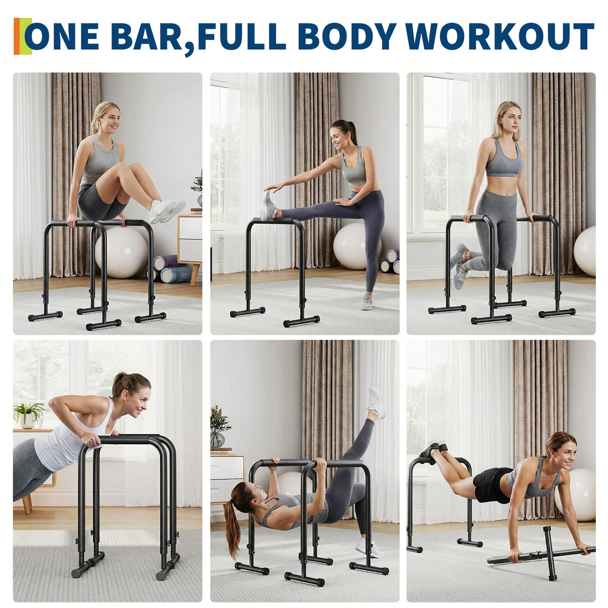 Adjustable Dip Bars Heavy Duty Portable Strength Training Station