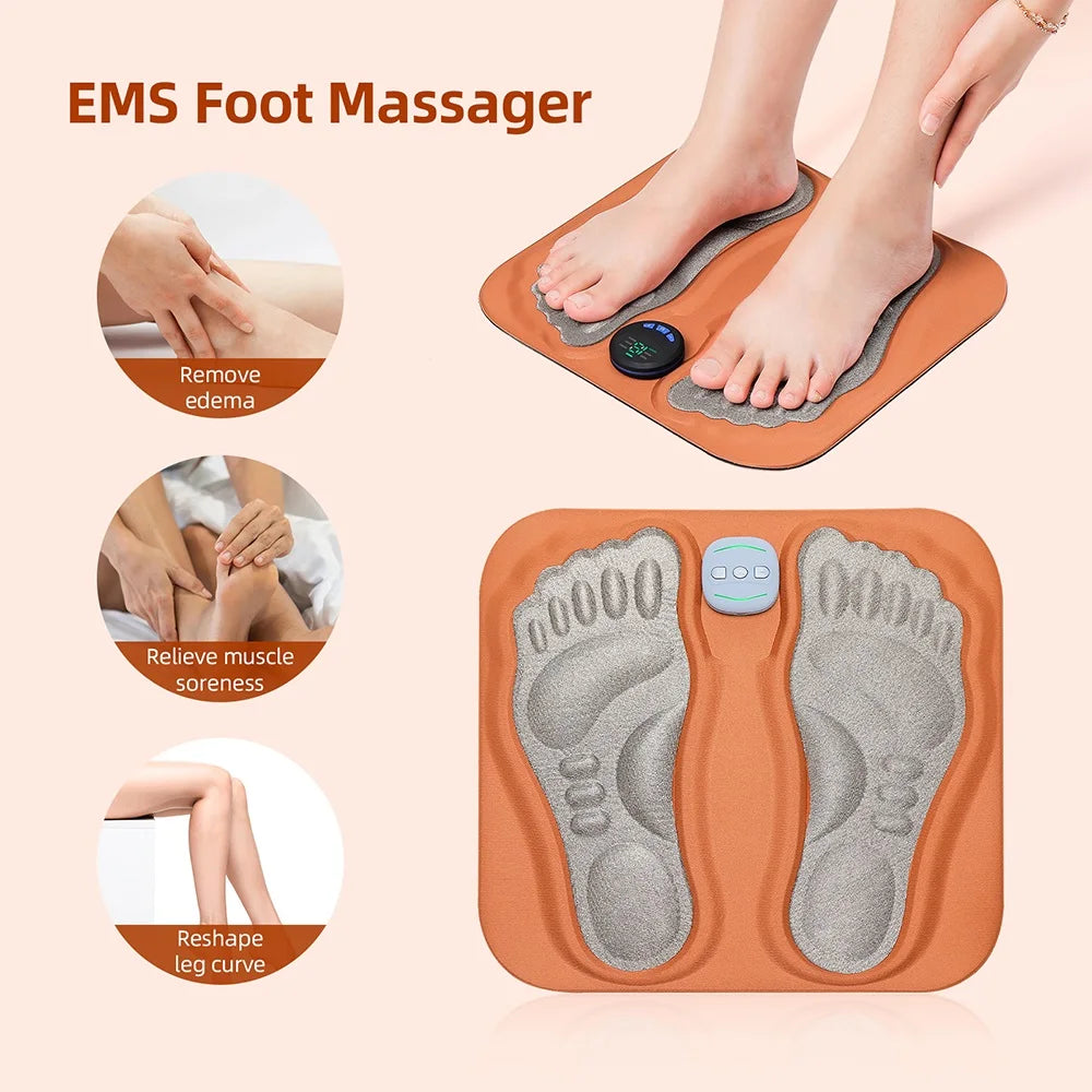 Foreverlily Rechargeable EMS Foot Massager Pad With Remote Control