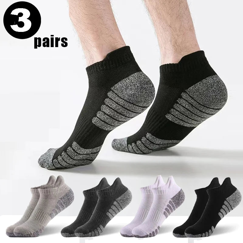 3 Pairs Ankle Running Socks For Men And Women Cotton
