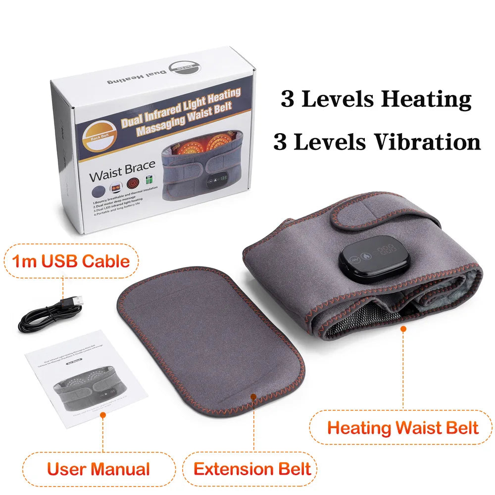 Hailicare Electric Heated Massage Waist Belt With Vibration And Heat