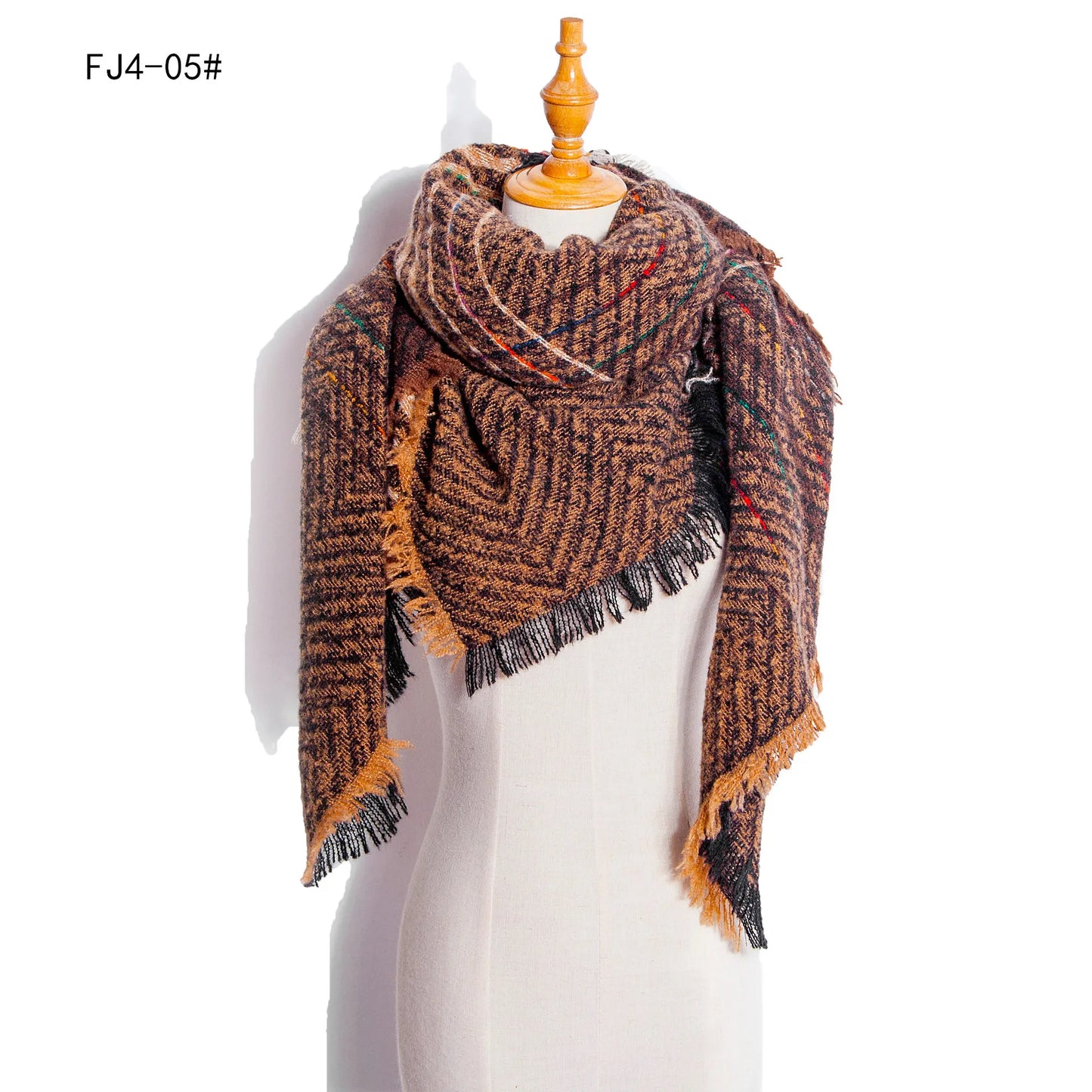 SENAIFEI Women's Triangle Knit Scarf Plaid Pashmina Shawl Wrap