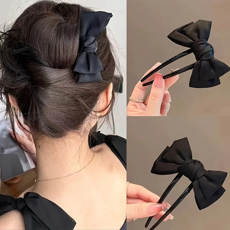 Fashion Women Bow U Shaped Hair Clip Hairpin Daily Wear