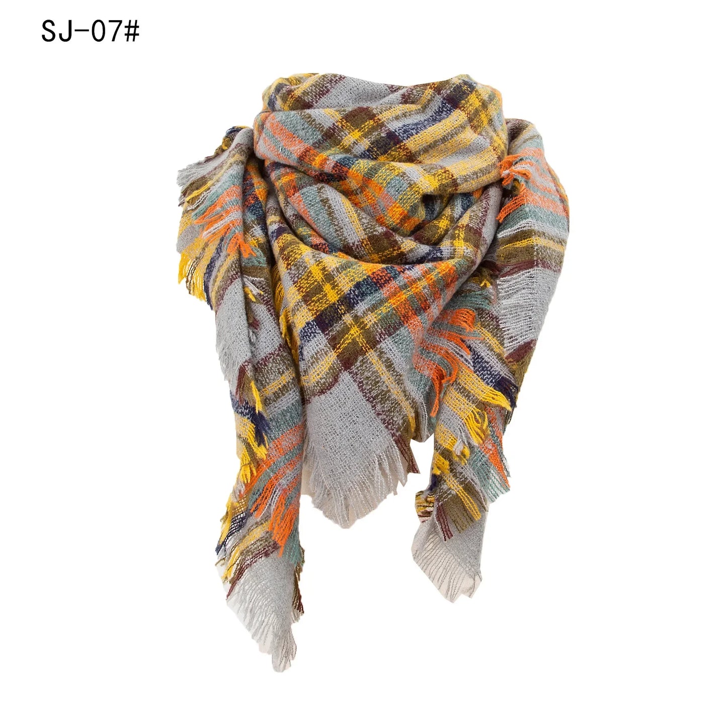 SENAIFEI Women's Triangle Knit Scarf Plaid Pashmina Shawl Wrap