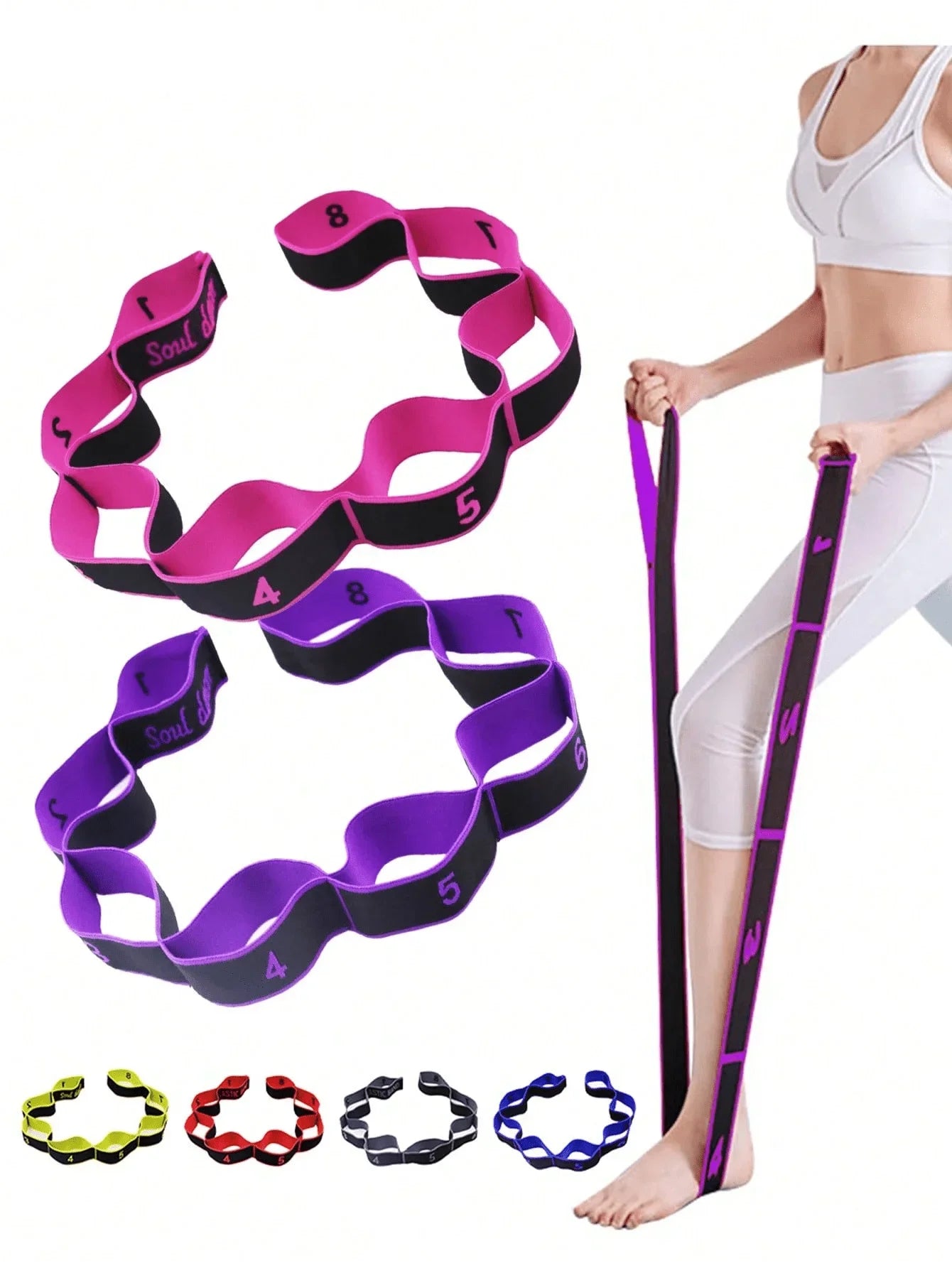 Multicolor Yoga Elastic Band For Fitness And Pilates