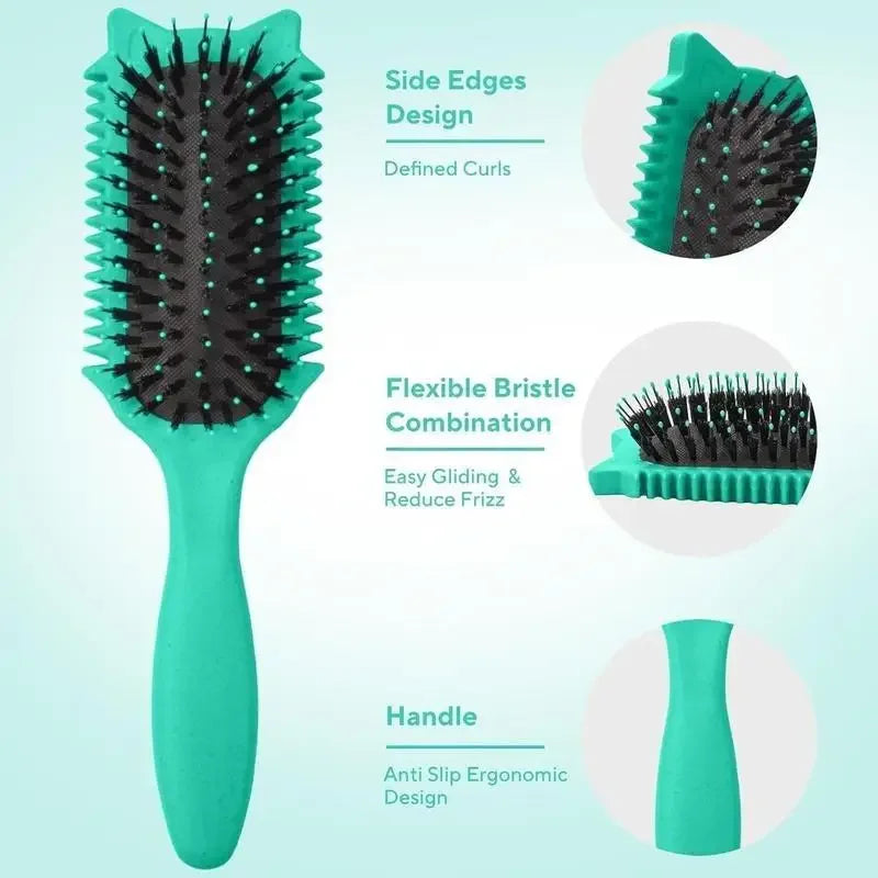 Wood Soft Bristle Curly Hair Shaping Styling Brush For Men Women
