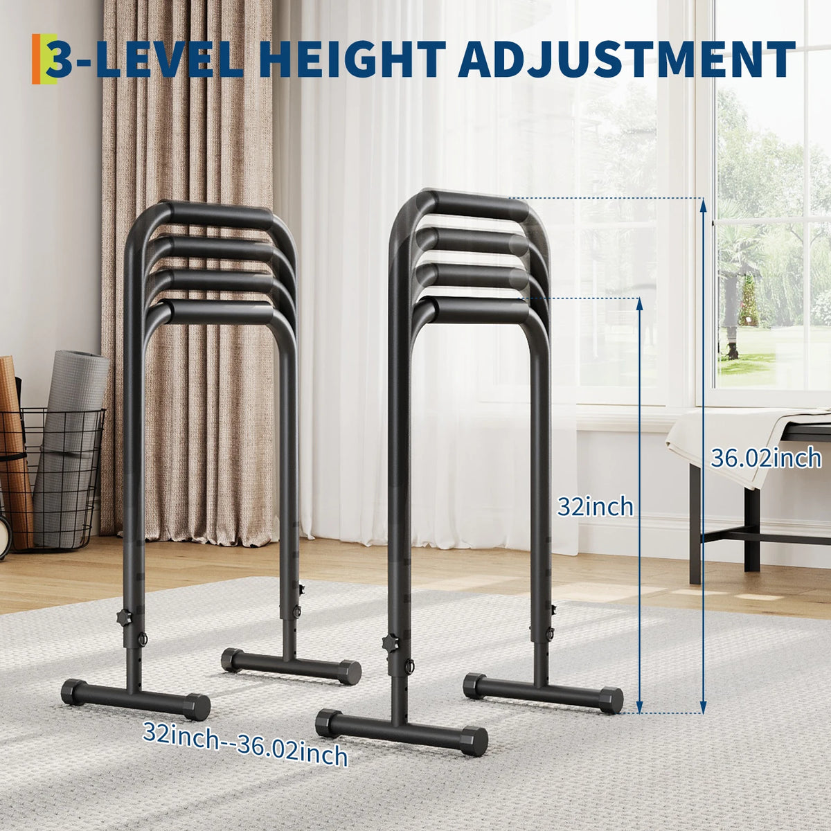 Adjustable Dip Bars Heavy Duty Portable Strength Training Station