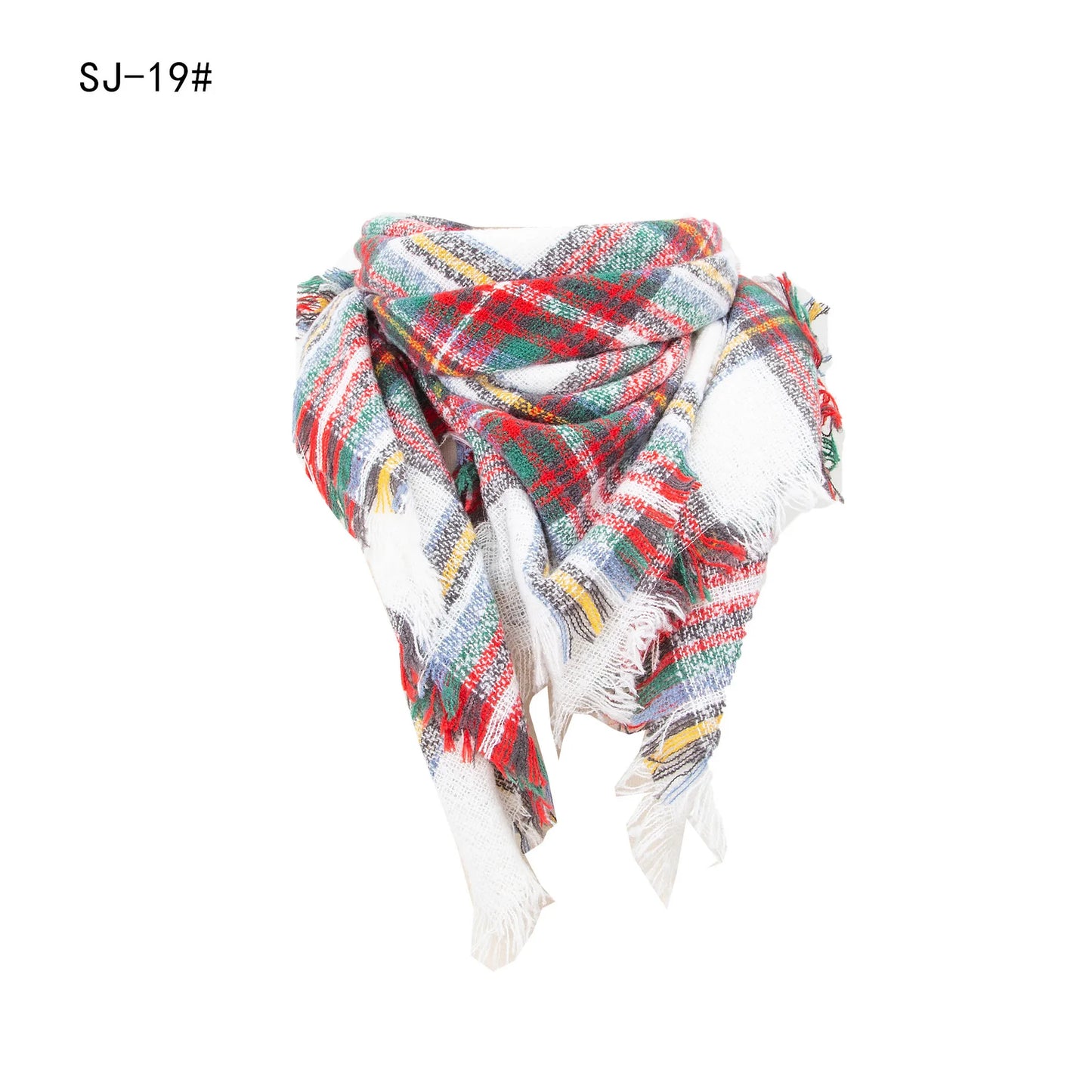SENAIFEI Women's Triangle Knit Scarf Plaid Pashmina Shawl Wrap
