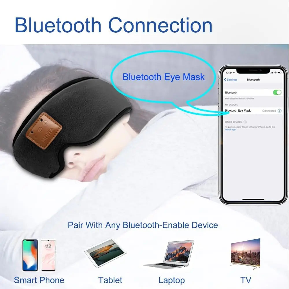 3D Bluetooth Sleeping Eye Mask With Built In Sponge Speakers
