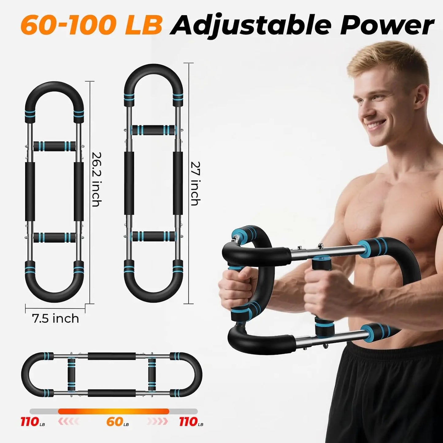 U Shape Arm Exerciser With Adjustable Resistance 60-100 Lb