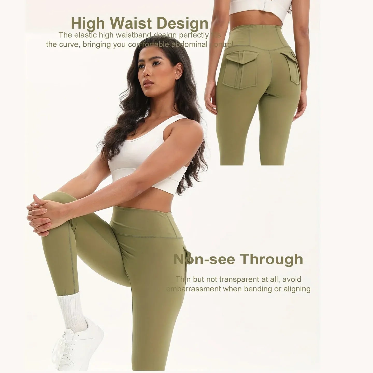 Women's High-Waist Leggings With Phone Pocket 4-Way Stretch Tummy Control