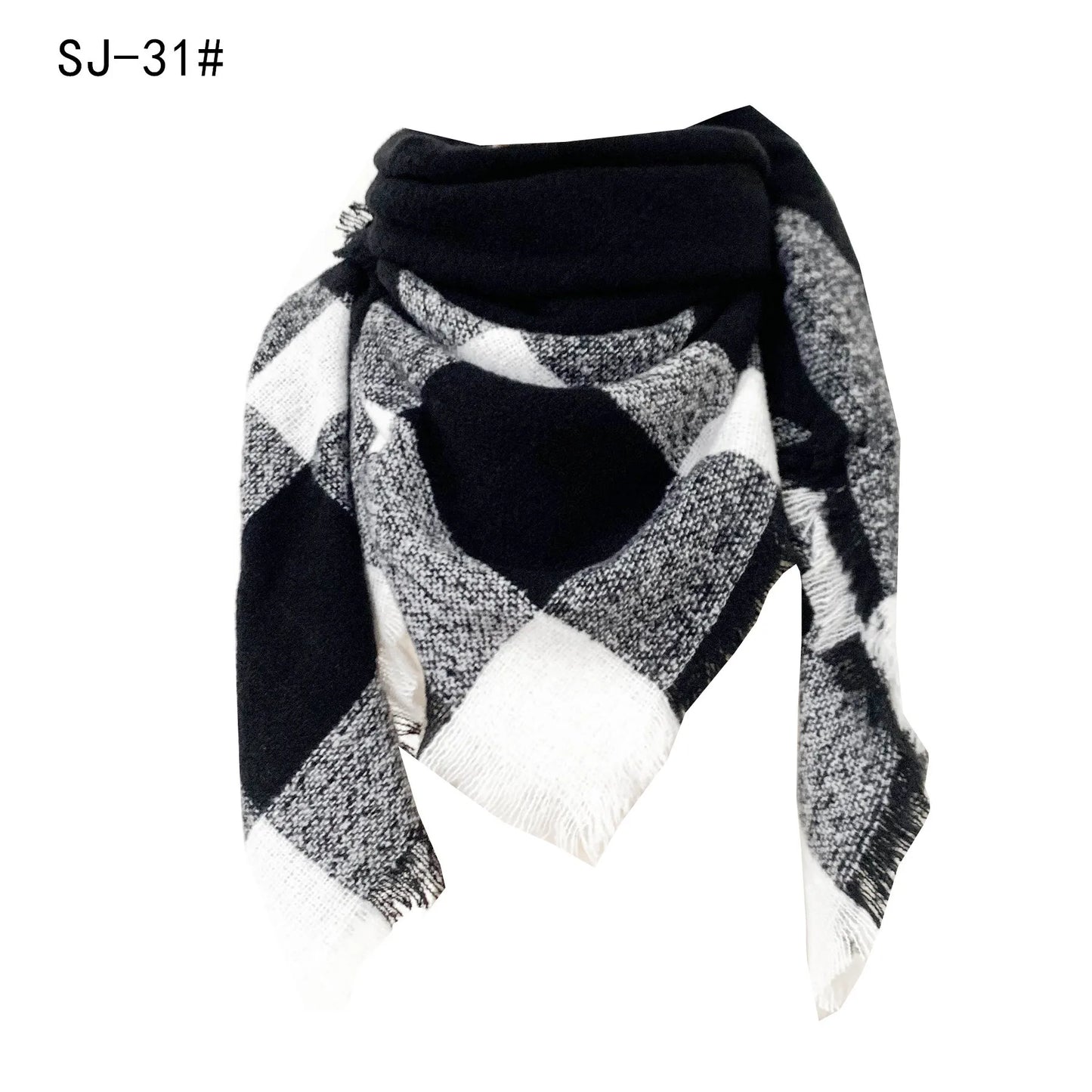 SENAIFEI Women's Triangle Knit Scarf Plaid Pashmina Shawl Wrap