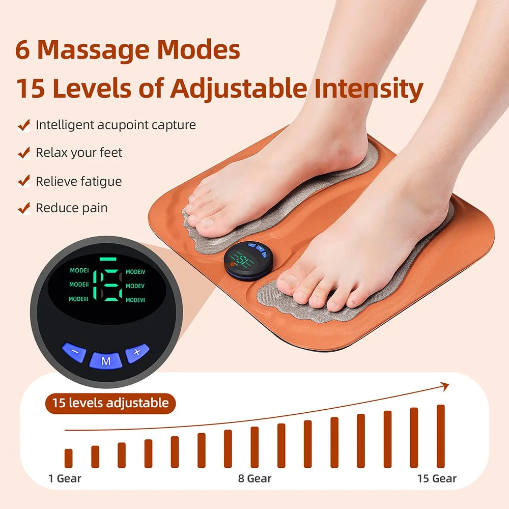 Foreverlily Rechargeable EMS Foot Massager Pad With Remote Control