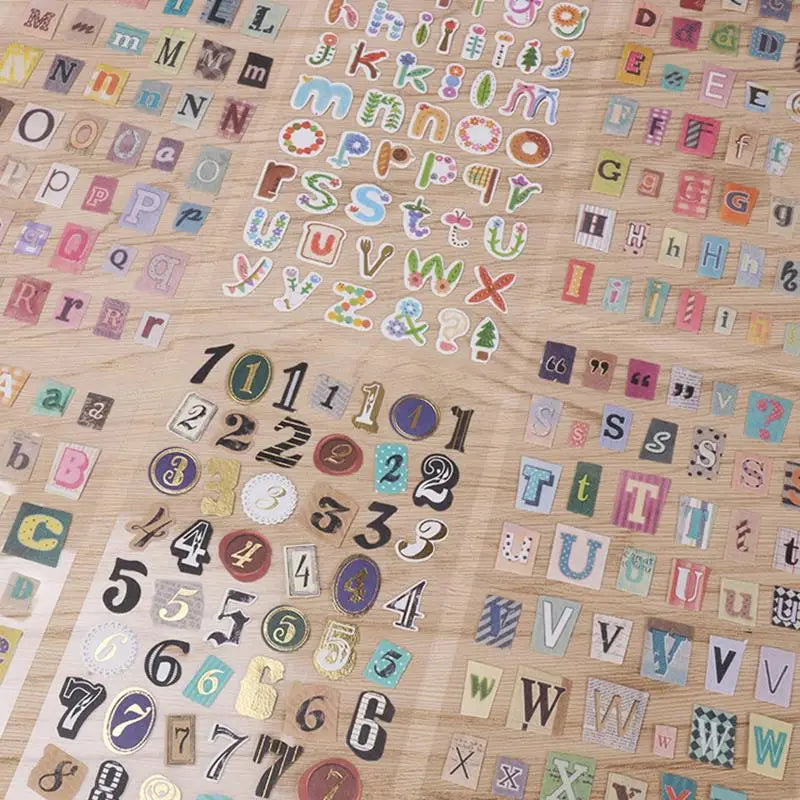 Alphabet Number Retro Sticker Kit For Scrapbooking
