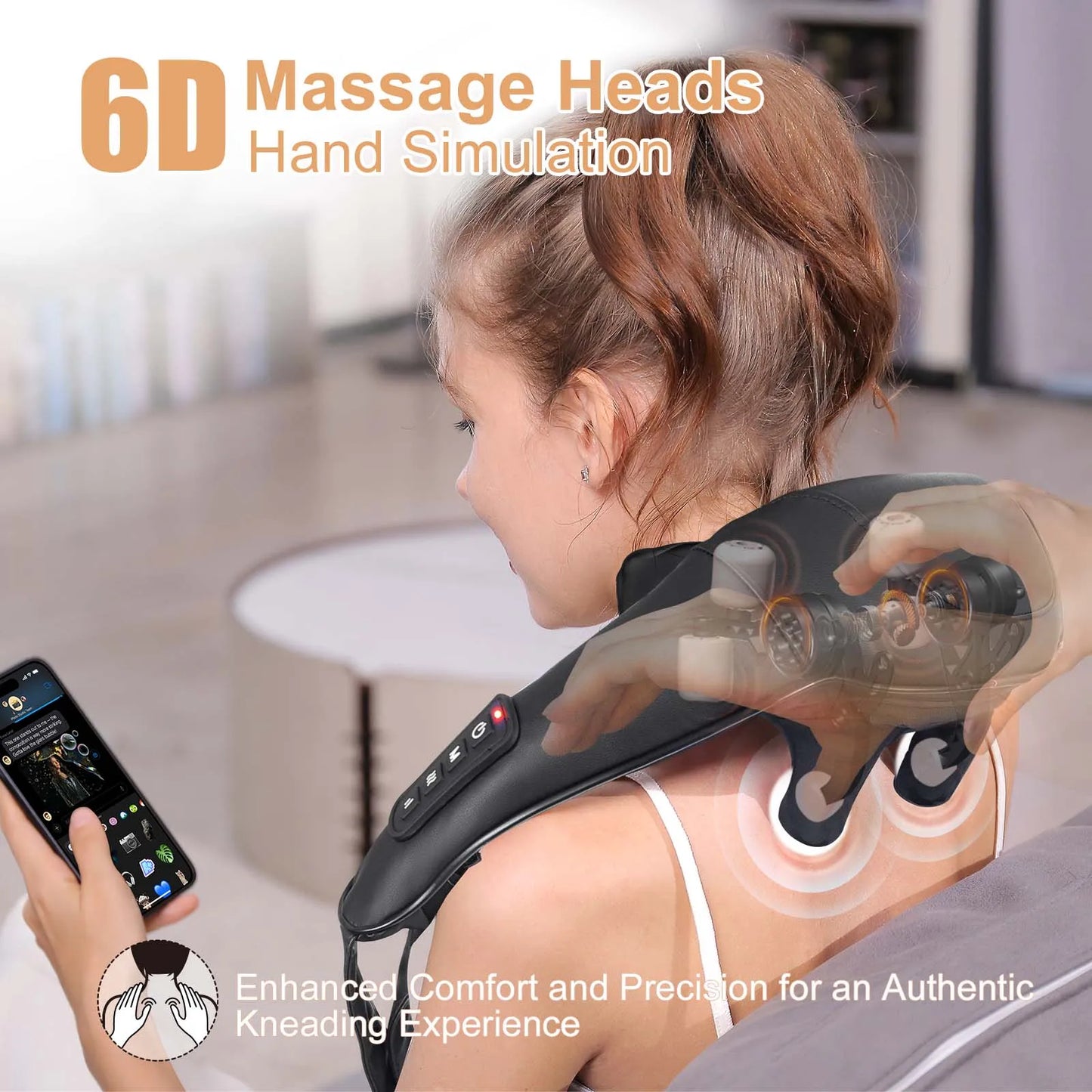 Masgre Shiatsu Back Neck Massager Cordless With Heat 3D Kneading