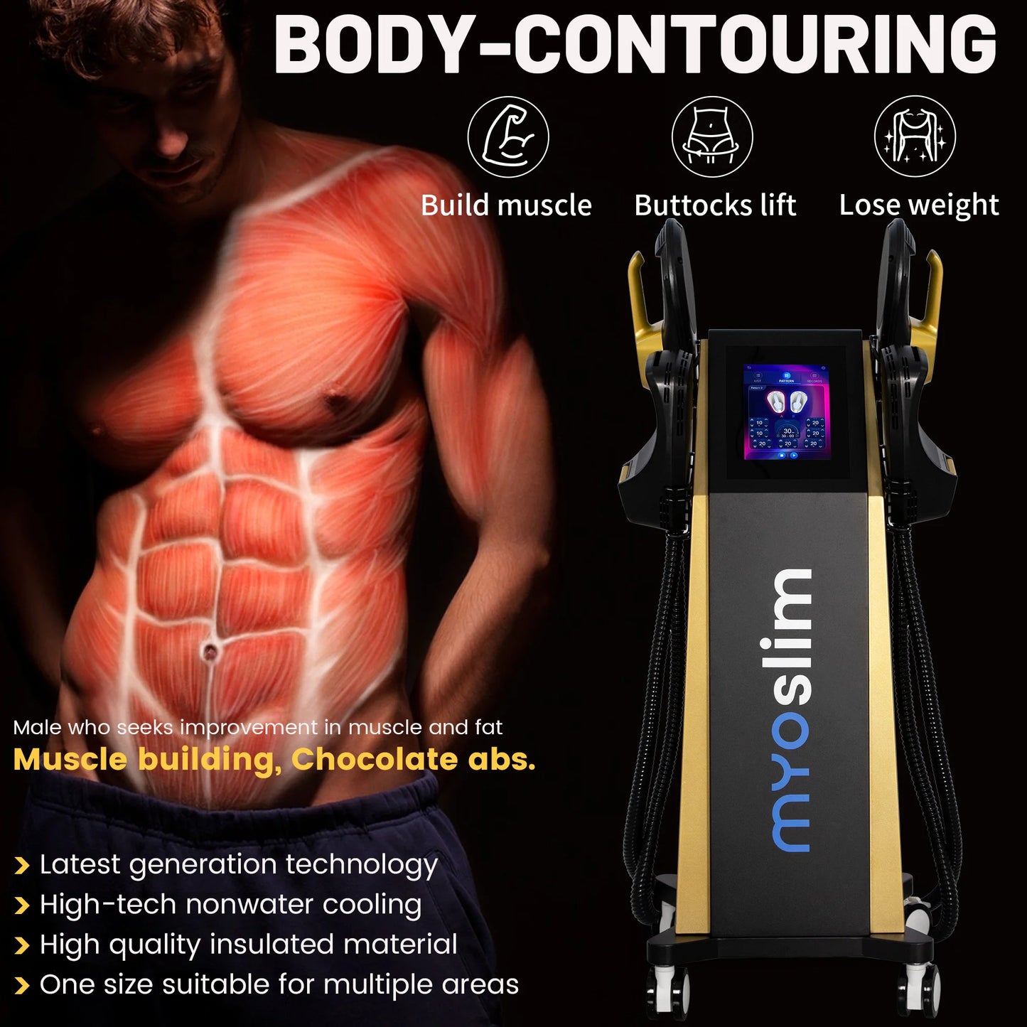MYOSLIM EMS Body Sculpt Machine With 4 Handles For Muscle Building