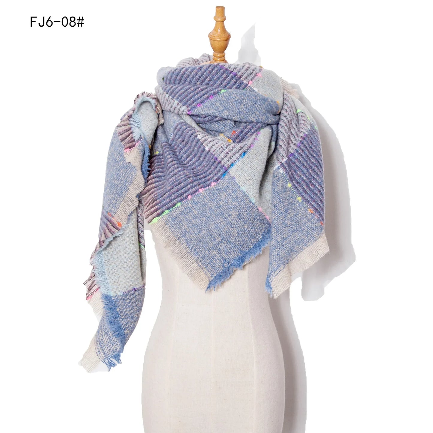 SENAIFEI Women's Triangle Knit Scarf Plaid Pashmina Shawl Wrap