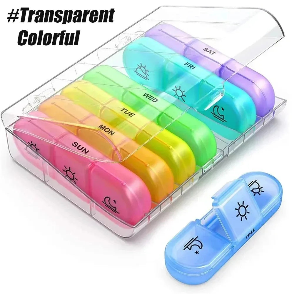 Portable Weekly Medicine Storage Organizer Pill Box
